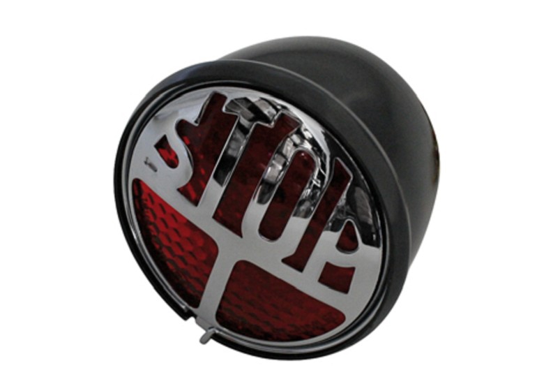 HIGHSIDER smart LED-Rücklicht STOP, rotes Glas, schwarzes Metallgehäuse