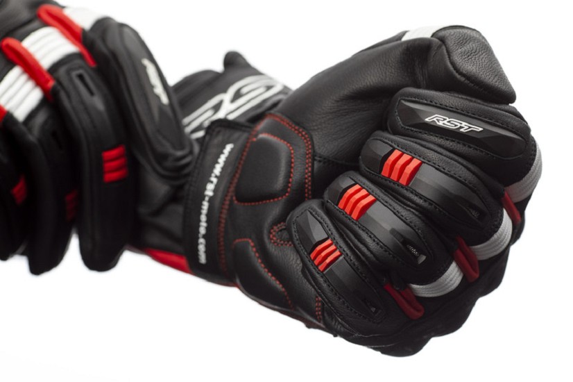 RST Pilot CE Leder Gloves Schwarz/Rot/Weiss Größe XL
