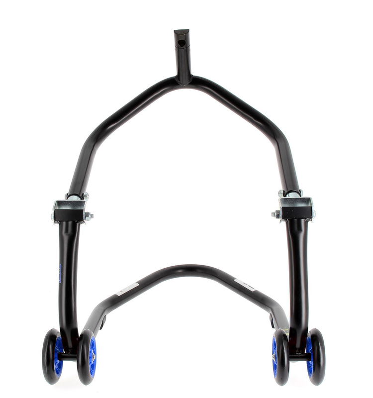 BIHR Home Track Montageständer vorne unter Gabelbrücke mattschwarz Räder blau