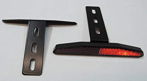 Rückstrahler mit gebogenem Halter, Universal Katzenauge Reflektor + E-Zeichen Chopper, Bobber, Harley, Motorrad