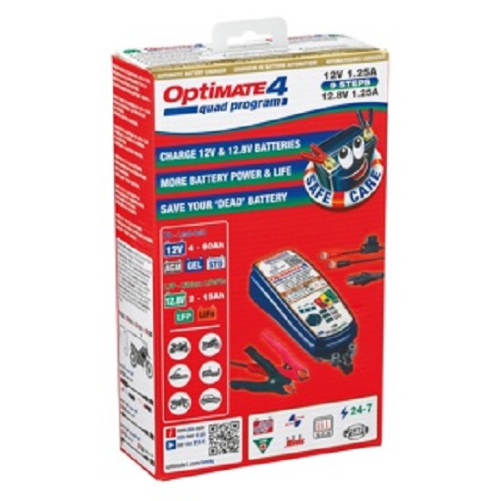 Batterieladegerät OptiMATE 4 Quad Program CAN-bus 9-stufig, 12V/12,8V 1,25A STD/AGM/Gel/Lithium (inklusive Kabel O19)