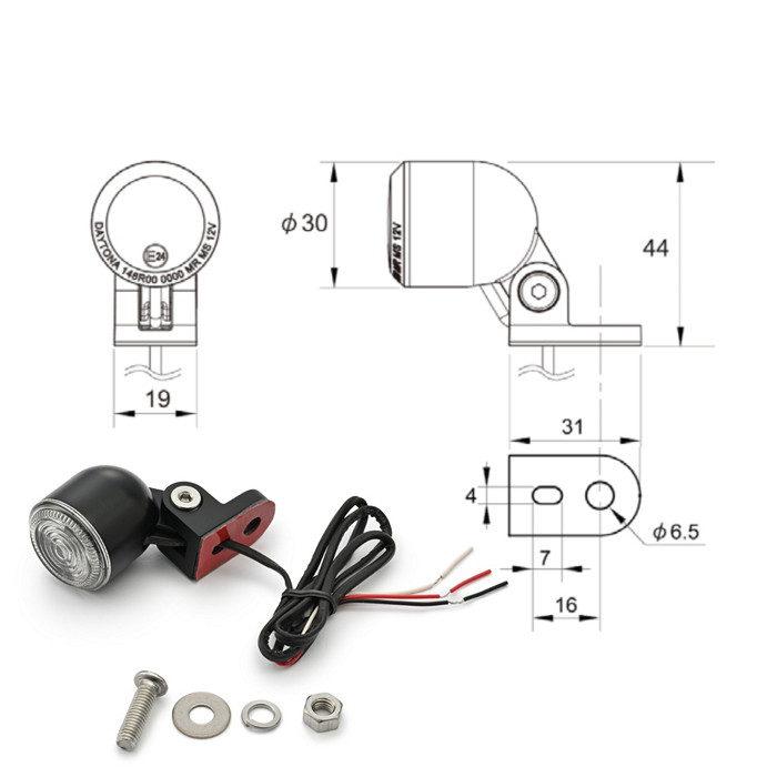LED-Rücklicht D-Tail Alu schwarz Ø=30 mm