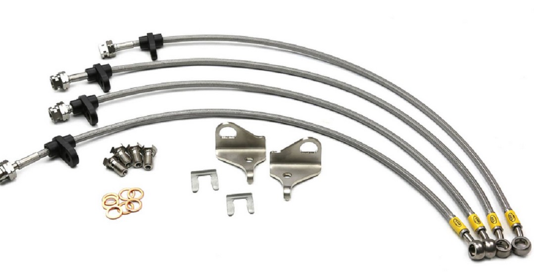 Stahlflex Bremsleitung HEL Transp. passend für HYOSUNG Aquila 125 (GV-125) (2019-2021) VR+HR - 3-tlg., (S) wie Orig.