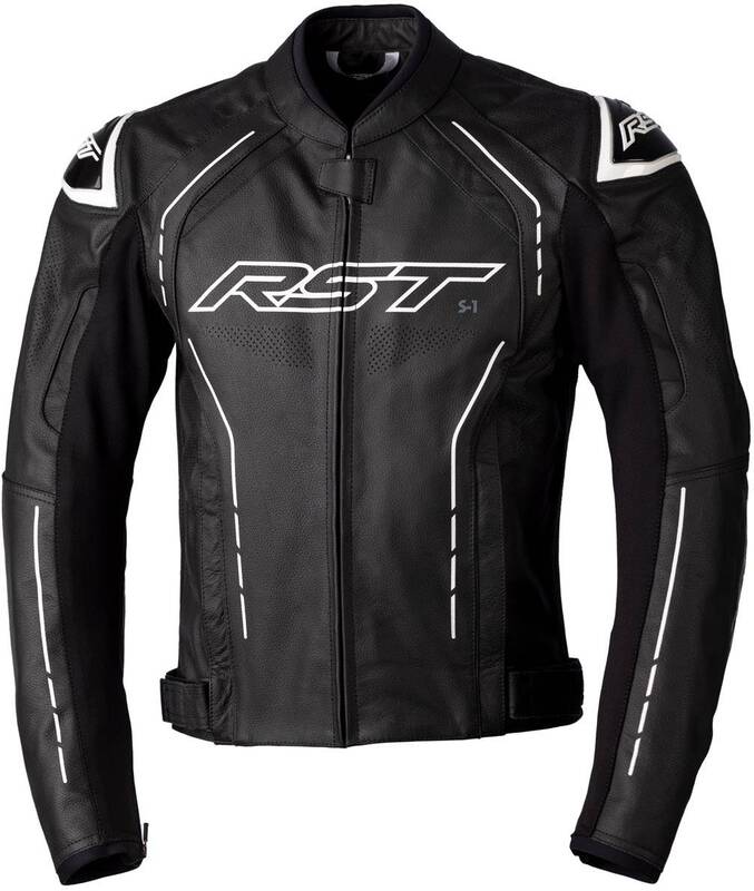 RST S1 CE Lederjacke - Schwarz/Schwarz/Weiß Größe L