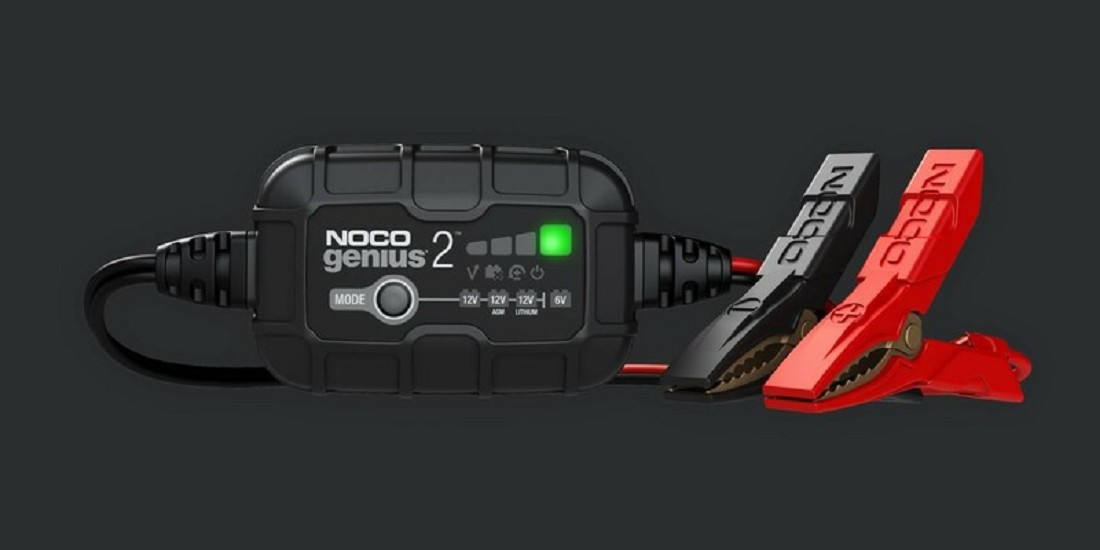 NOCO Genius2 Battery Charger Promotional Pack Smart Battery Charger Clamps with Integrated Eyelets 10+1 Free