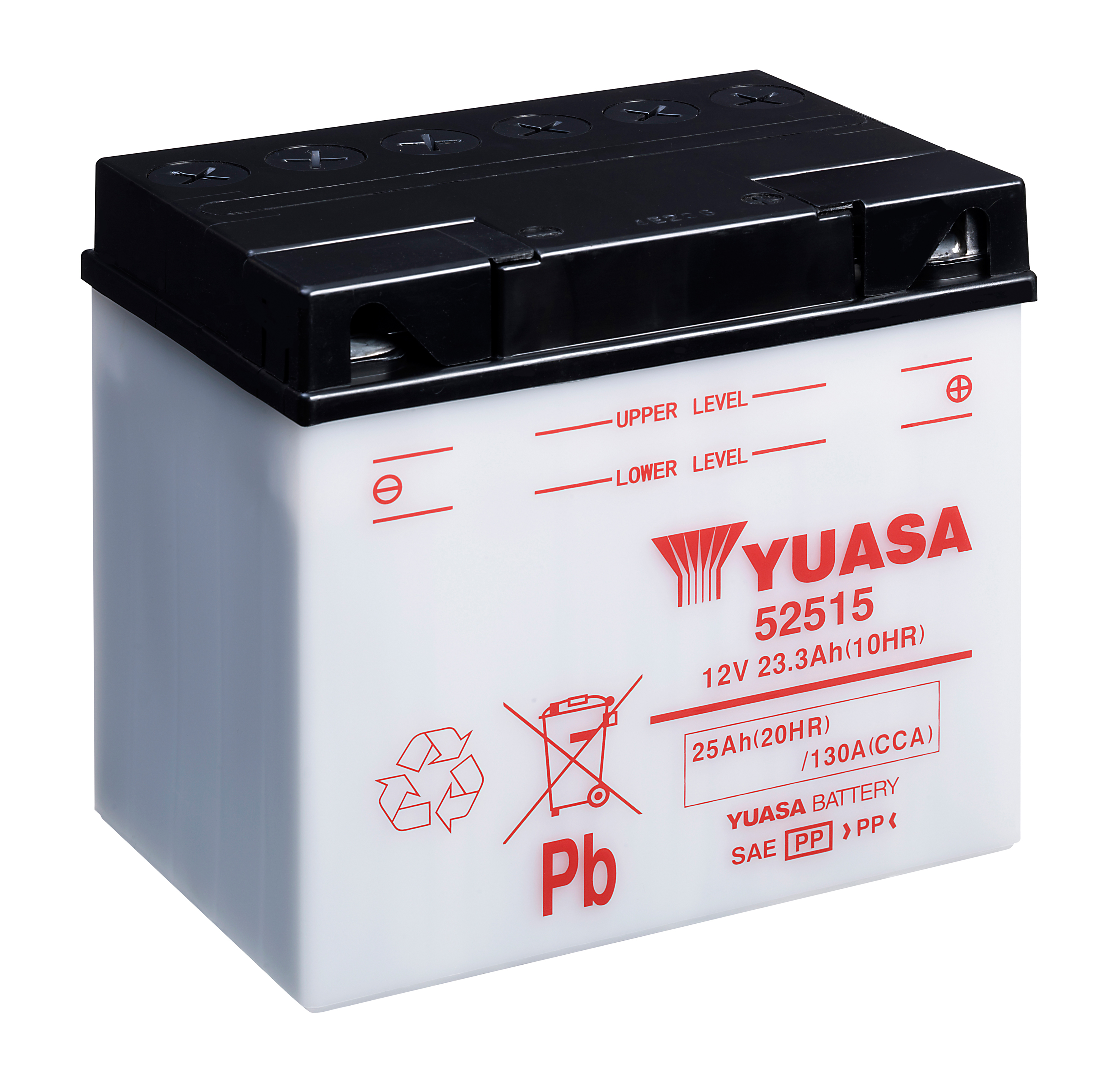 Batterie YUASA 52515 (DC) ohne Säure 12V/25AH (20 Std.) [186x130x171] CCA=130A Säurefüllmenge 1800 ml