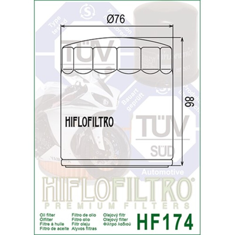 HIFLOFILTRO Ölfilter schwarz glänzend - HF174B