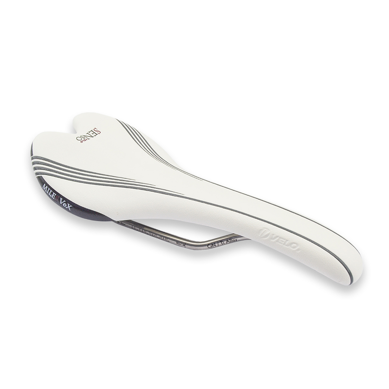 VELO Bicycle Saddle Miles Vex Crn/Ti Rails Alloy Unisex White VELO Bicycle Saddle Miles Vex Crn/Ti Rails Alloy Unisex White