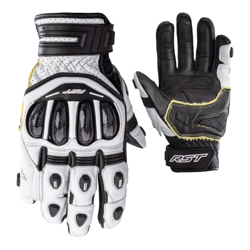 RST TracTech Evo 4 Short Leder Handschuhe Weiß/Schwarz Größe XXL