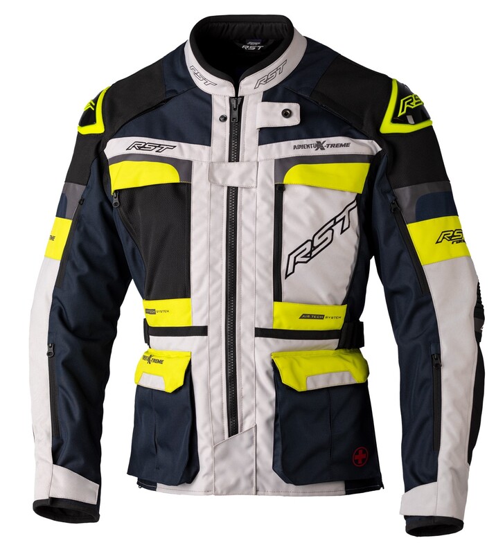 RST Race Dept Adventure X-Treme CE Textil-Jacke - Silber/Navy/Gelb Größe S