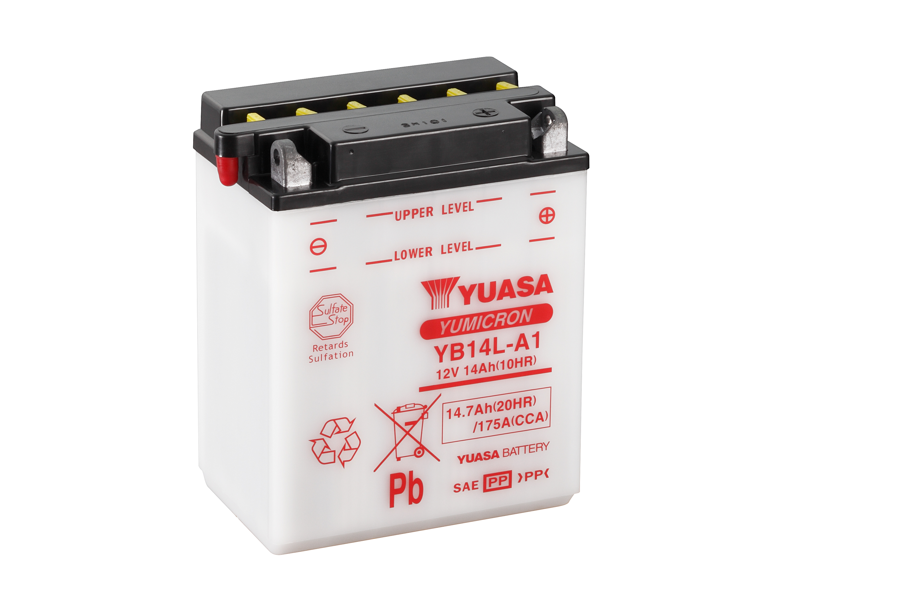 Batterie YUASA YB14L-A1 (DC) ohne Säure 12V/14AH (10 Std.) [134x89x166] CCA=175A Säurefüllmenge 900 ml