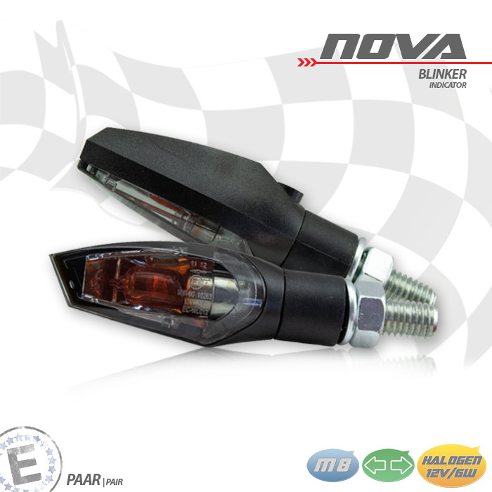 Blinker NOVA 12V/6W Halogen schwarz getönt
