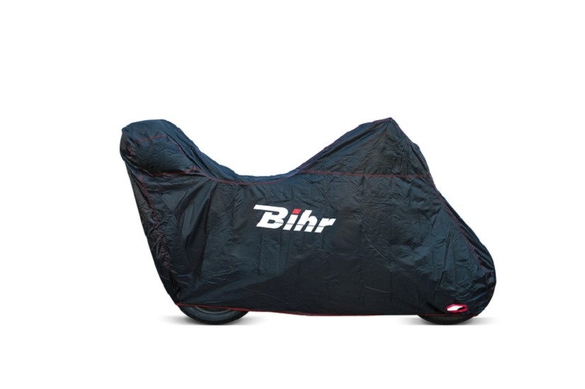 BIHR Indoor Abdeckplane H20 Schwarz - Motorrad / Scooter mit Topcase und Windscreen - S