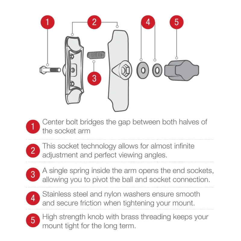 RAM MOUNTS X-Grip® Mittelarm-Telefonhalterung mit Torque Medium-Lenkerhalterung - Großes Telefon