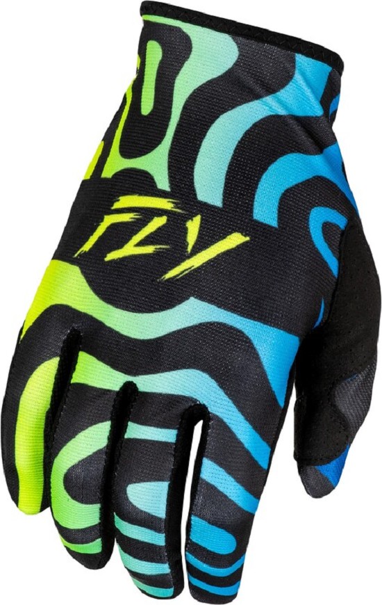 FLY RACING Lite S.E. Zen Jugend Handschuhe- Schwarz/Blau/Hi-Vis