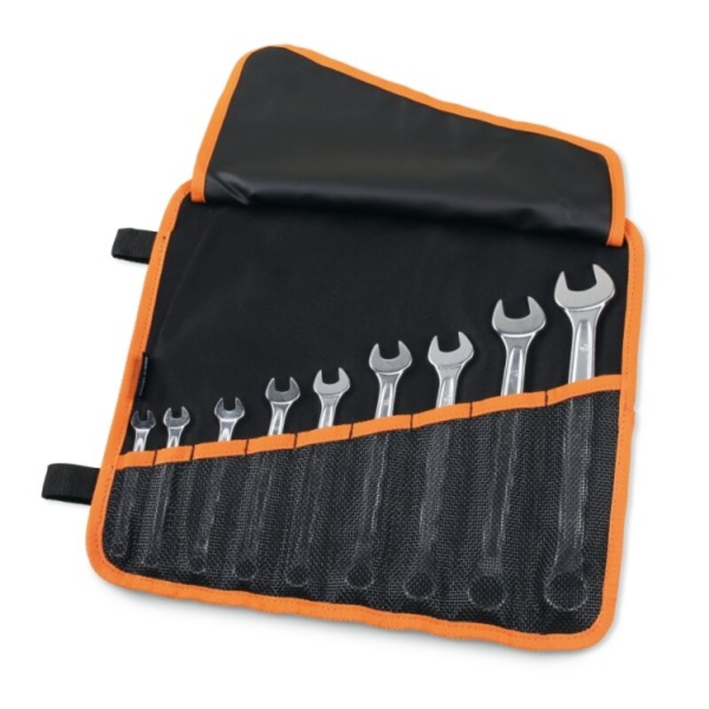 BETA Set mit 9 Ring-Maulschlüsseln in aufrollbarem Etui aus strapazierfähigem Polyester BETA Set mit 9 Ring-Maulschlüsseln in aufrollbarem Etui aus strapazierfähigem Polyester
