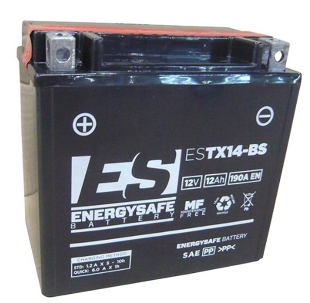 Batterie ENERGYSAFE ESTX14-BS (CP) mit Säurepack 12V/12AH (10 Std.) [150x87x145] CCA=190A (2 Jahre Garantie - s. Artikeltext)