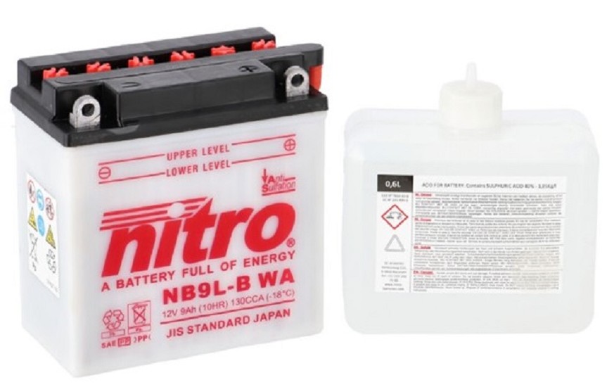 Batterie NITRO NB9L-B (CP) mit Säurepack 12V/9Ah [135x75x139] CCA=130A