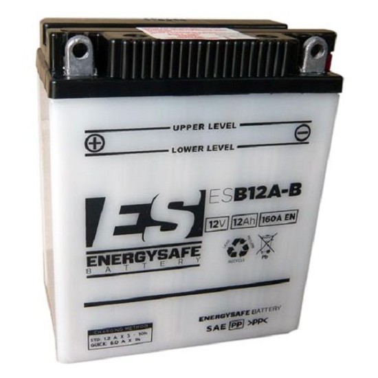 Batterie ENERGYSAFE ESB12A-B (CP) mit Säurepack 12V/12AH (10 Std.) [134x80x160] CCA=160A (2 Jahre Garantie - s. Artikeltext)