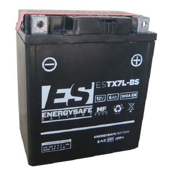 Batterie ENERGYSAFE ESTX7L-BS (CP) mit Säurepack 12V/6AH (10 Std.) [114x71x131] CCA=100A (2 Jahre Garantie - s. Artikeltext)