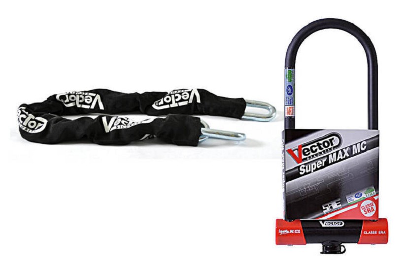 VECTOR Diebstahlschutz-Set mit Kette 1.30m + MC Super MAX XXXL Diebstahlschutz U VECTOR Diebstahlschutz-Set mit Kette 1.10m + MC SuperMax XXXL Diebstahlschutz U