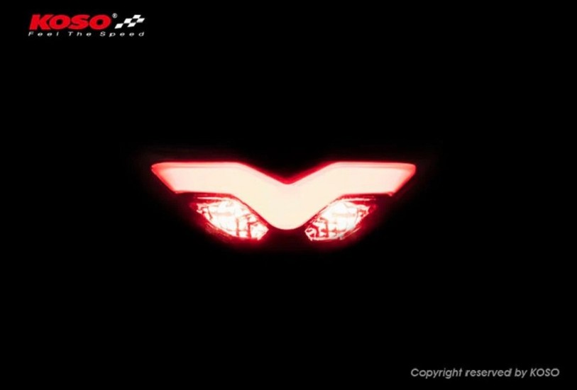 KOSO LED-Rücklicht, rauchfarben GT-03, e-Prüfzeichen.