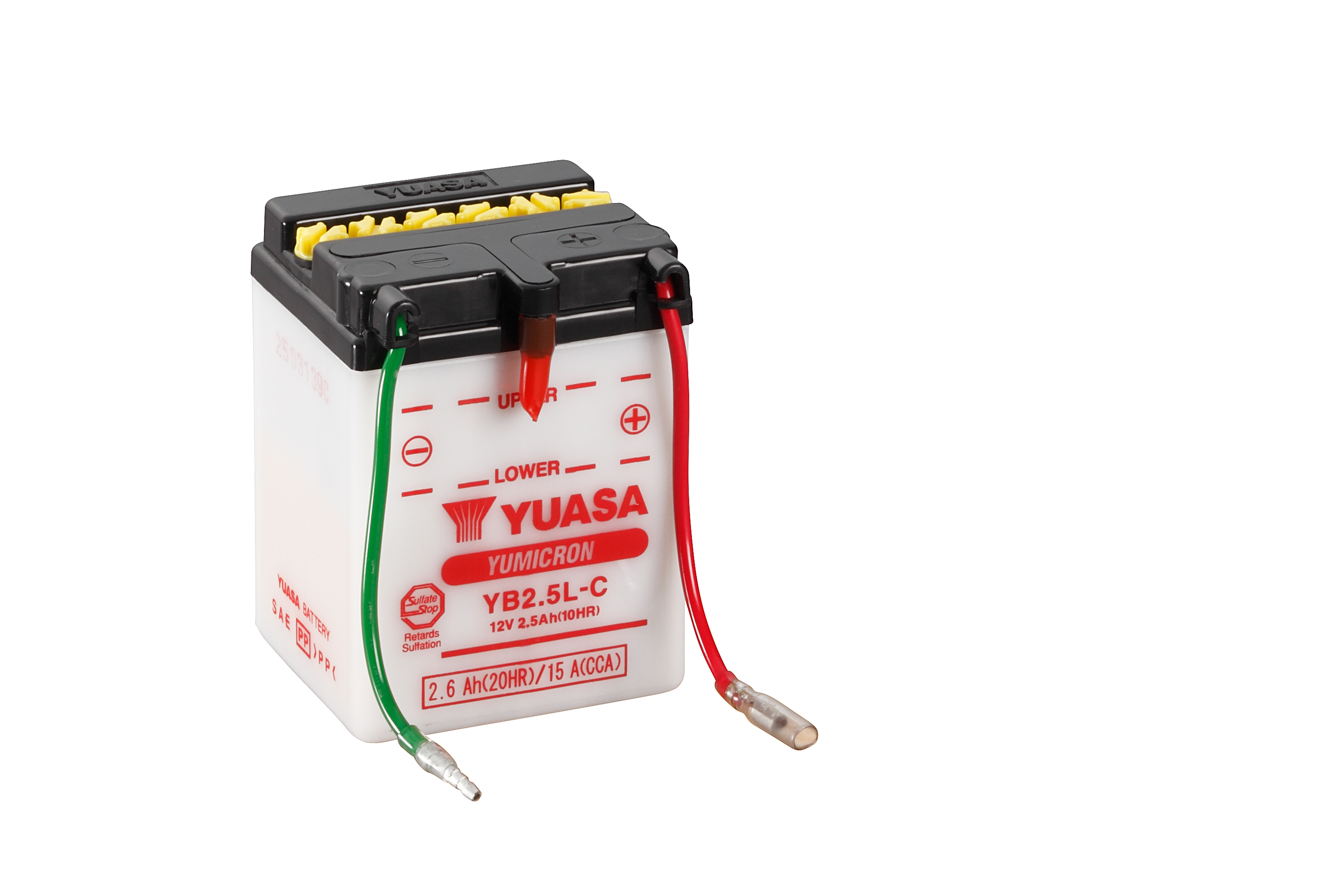 Batterie YUASA YB2.5L-C (DC) ohne Säure 12V/2,5AH (10 Std.) [81x71x106] CCA=15A Säurefüllmenge 250 ml
