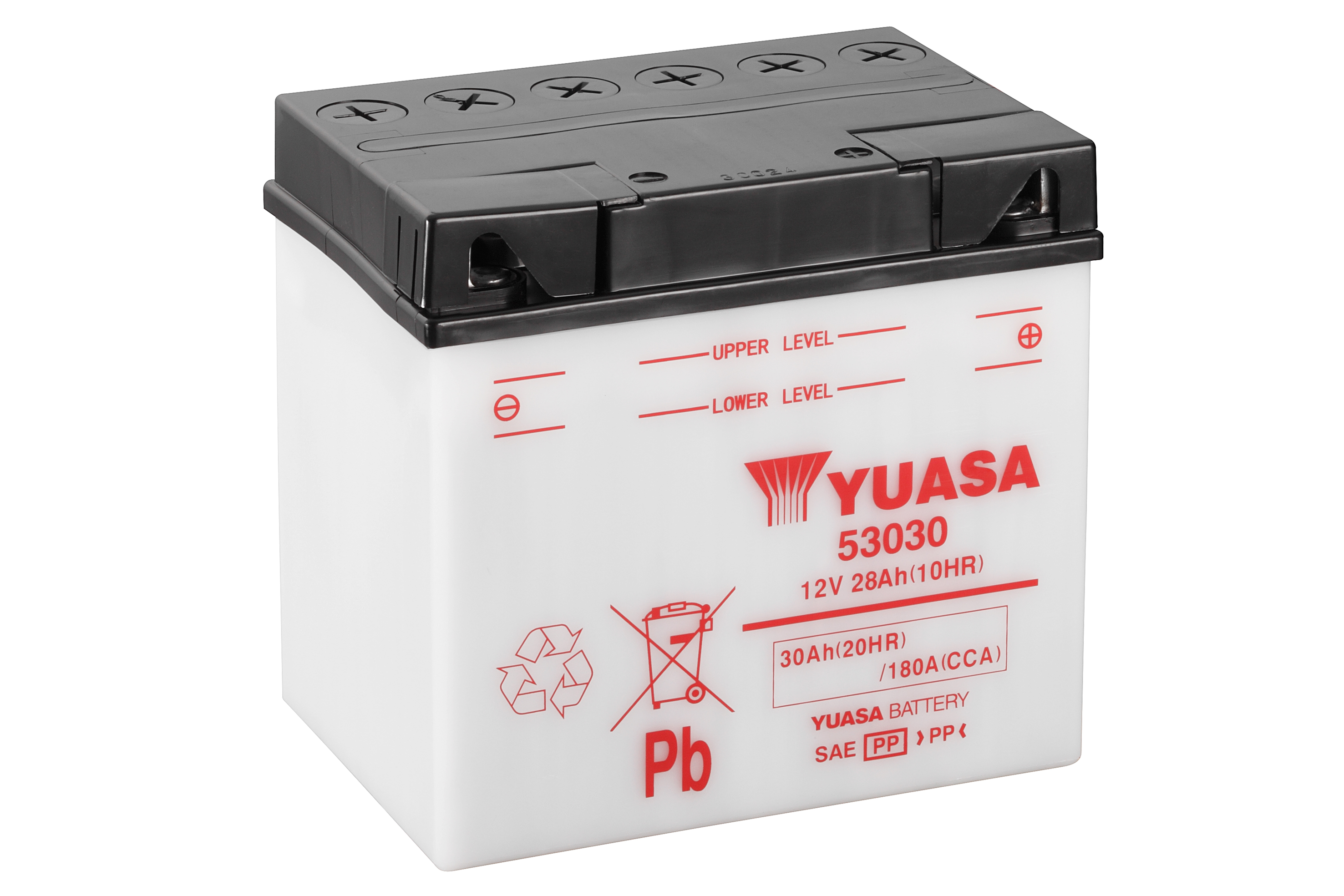 Batterie YUASA 53030 (DC) ohne Säure 12V/30AH (20 Std.) [186x130x171] CCA=180A Säurefüllmenge 1600 ml