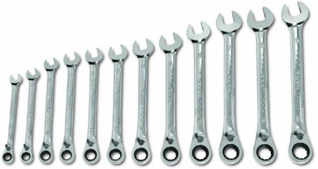 EXPERT Satz mit 12 Gabel-Ringschlüsseln mit Ratsche