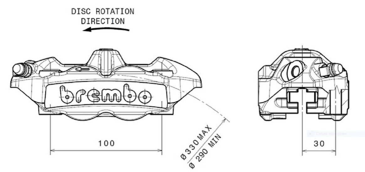 BREMBO M4 Bremssattel vorne rechts Titan Ø34mm