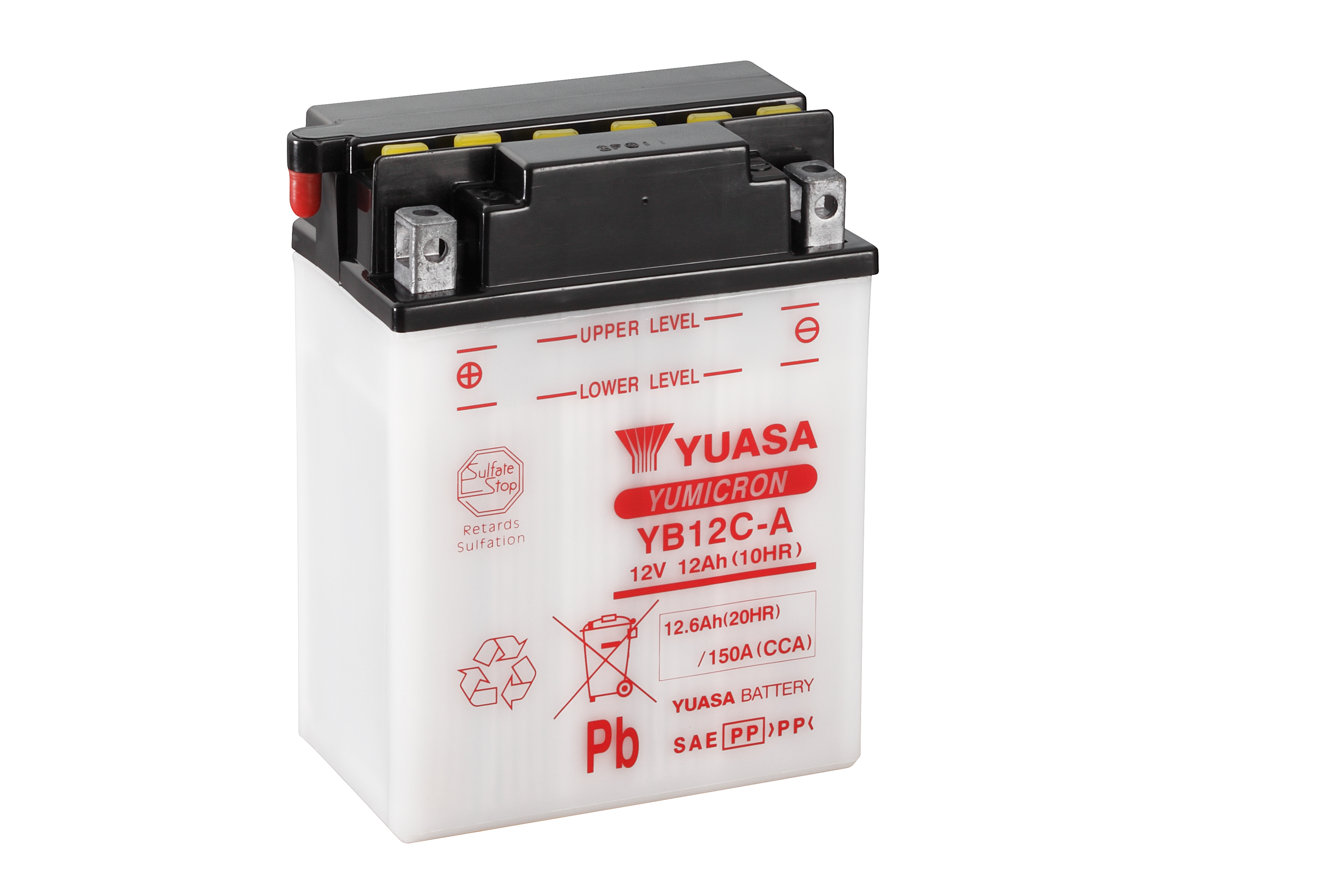 Batterie YUASA YB12C-A (DC) ohne Säure 12V/12AH (10 Std.) [134x80x175] CCA=150A Säurefüllmenge 800 ml