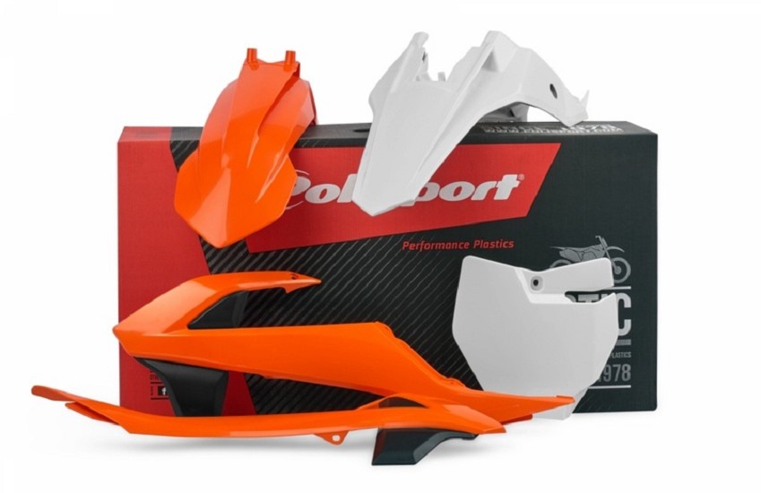 POLISPORT Plastik-Kit mit Luftfilterkastendeckel/Seitenteilen Originalfarbe (2016) passend für KTM SX65