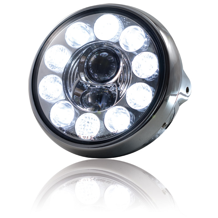 LED-Scheinwerfer British Style 7 chrom LED-Scheinwerfer British Style 7 chrom