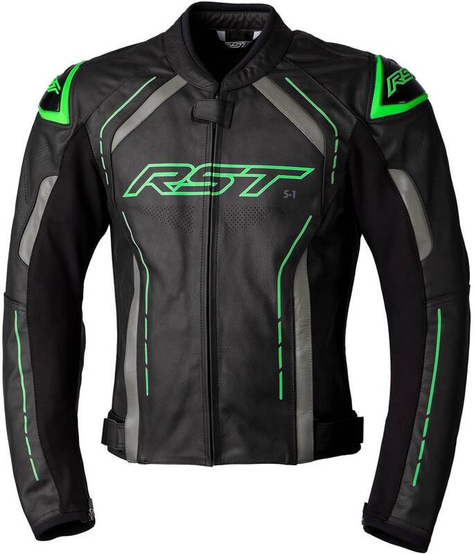 RST S1 CE Lederjacke - Schwarz/Grau/Neon Grün Größe XL