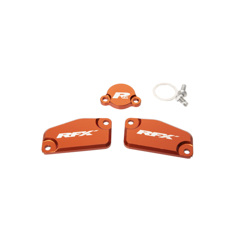 RFX Pro Satz Behälterabdeckung  (Orange) - passend für KTM SX65/85 (Formula-Bremse und -Kupplung)