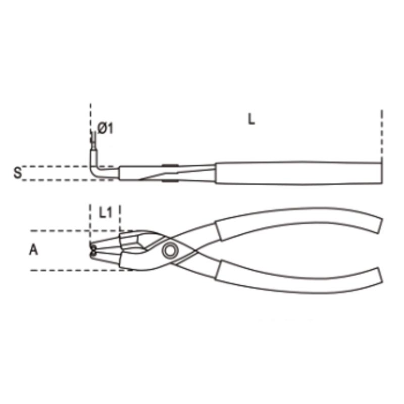 BETA Innensicherungsring Zangen mit 90° gebogenen Backen Größe 170