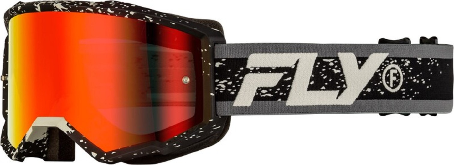 FLY RACING Brille Zone Schwarz/Grau - Rot verspiegelte/Glas rauchgrau