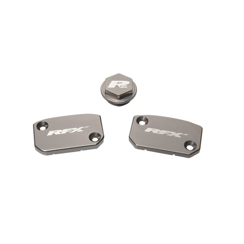 RFX Pro Satz Behälterabdeckung (Mineralgrau) - passend für KTM SX/SXF (Brembo Bremsen und Kupplung)