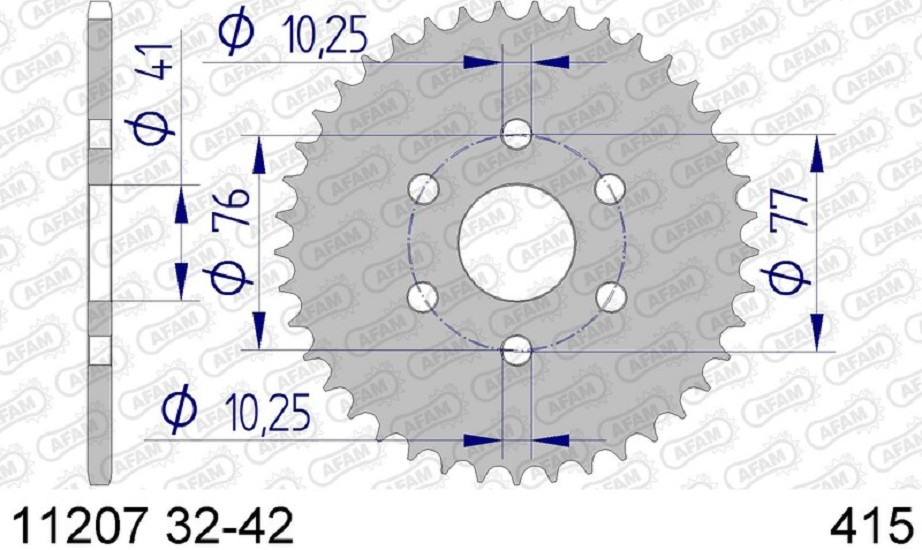 AFAM Ultraleichtes Aluminiumritzel hinten 11207 - 415