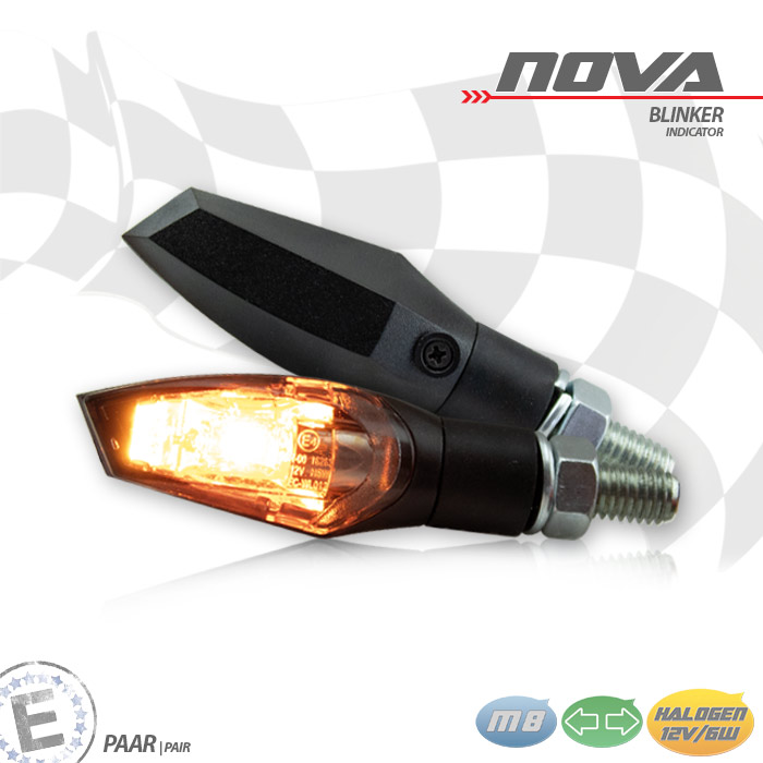 Blinker NOVA 12V/6W Halogen schwarz getönt
