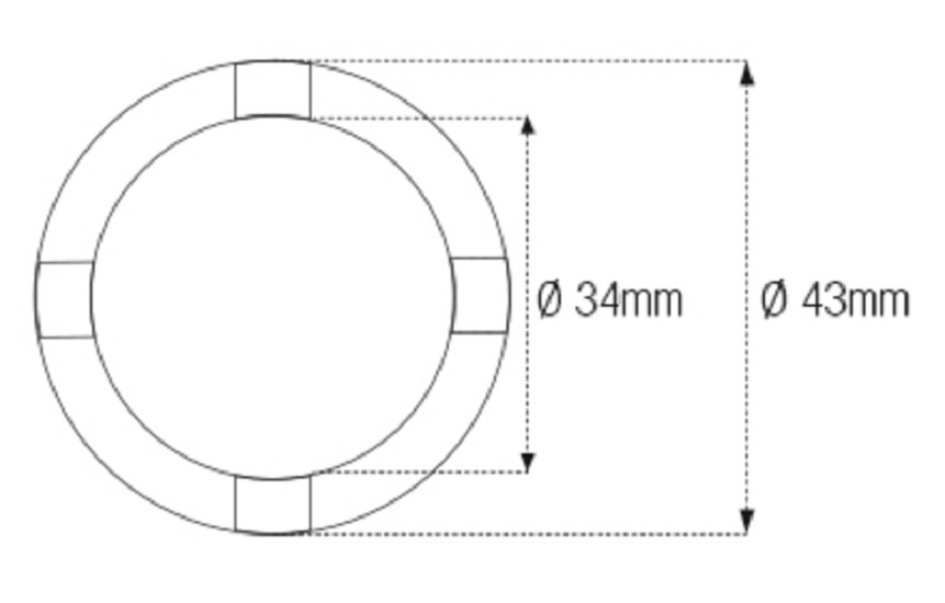 JMP Nutmuttern-Stecknuss für Schwinge/Rahmen Innen-Ø 34 mm/Außen-Ø 43 mm 4 Haken passend für Kawasaki
