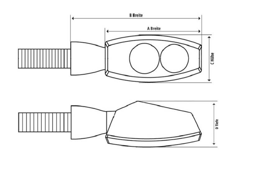 HIGHSIDER Ein-LED-Blinker PEN HEAD, getöntes Glas
