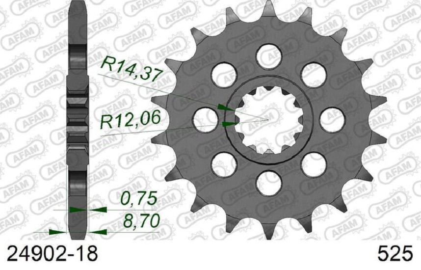 AFAM Standard Stahlritzel vorne 24902 - 525 AFAM Standard Stahlritzel vorne 24902 - 525