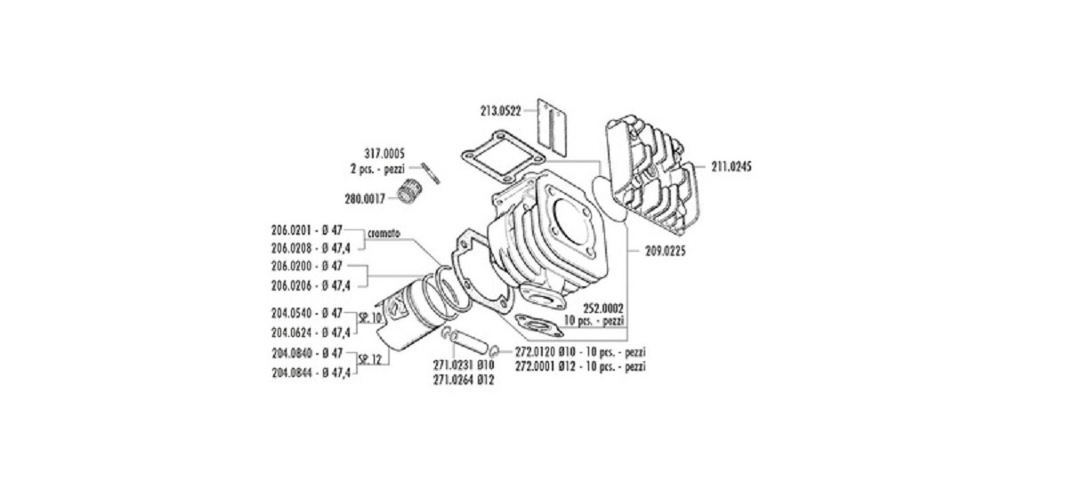 POLINI Zylindersatz Racing BWS-MBK Booster ?47 Pin 12