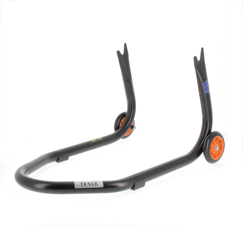 BIHR Home Track Montageständer hinten Aufnahmen in V-Form mattschwarz Räder orangefarben