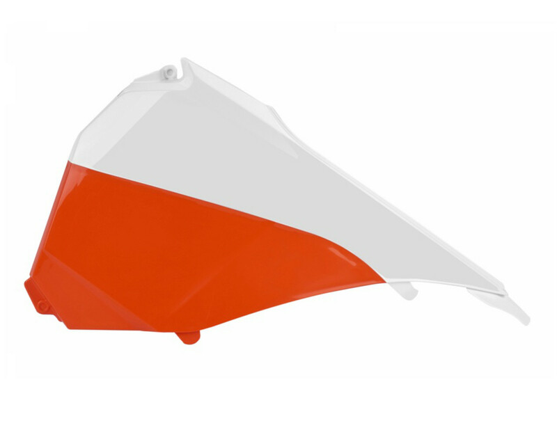 Luftfilterabdeckungen Polisport Originalfarbe 15 weiß/orange passend für KTMSX/SX-F Luftfilterabdeckungen Polisport Originalfarbe 15 weiß/orange passend für KTMSX/SX-F