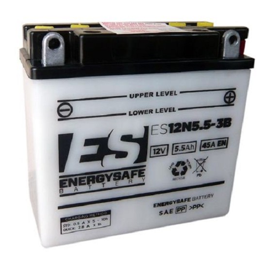 Batterie ENERGYSAFE ES12N5.5-3B (CP) mit Säurepack 12V/6AH (10 Std.) [138x61x131] CCA=45A (2 Jahre Garantie - s. Artikeltext)