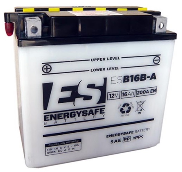 Batterie ENERGYSAFE ESB16B-A (CP) mit Säurepack 12V/16AH (10 Std.) [160x90x161] CCA=200A (2 Jahre Garantie - s. Artikeltext)