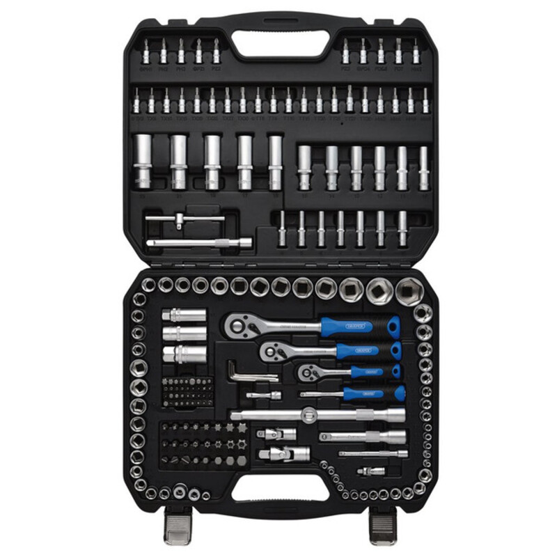DRAPER HI-TORQ® Metrischer Steckschlüssel- und Bit-Satz 1/4„, 3/8“ und 1/2“, Quadratzoll. (188 Teile)