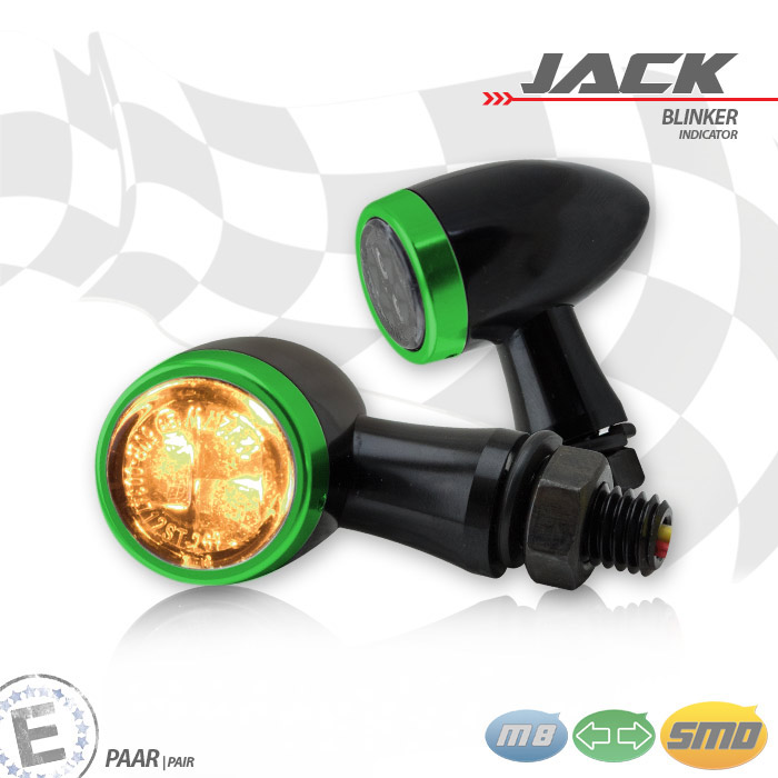 SMD-Blinkerset Jack schwarz Zierring grün